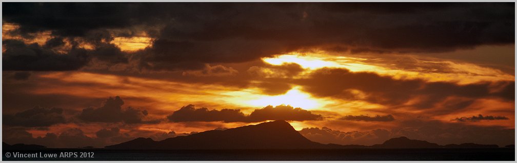 Sunset over Eabhal on North Uist from Duntulm.