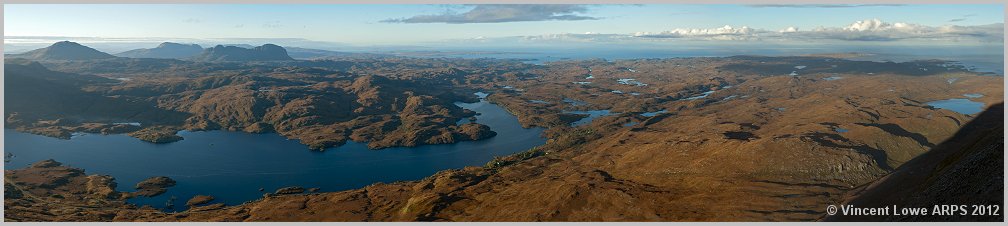 The Coigach peaks and Loch Assynt from Quinag, Sutherland.